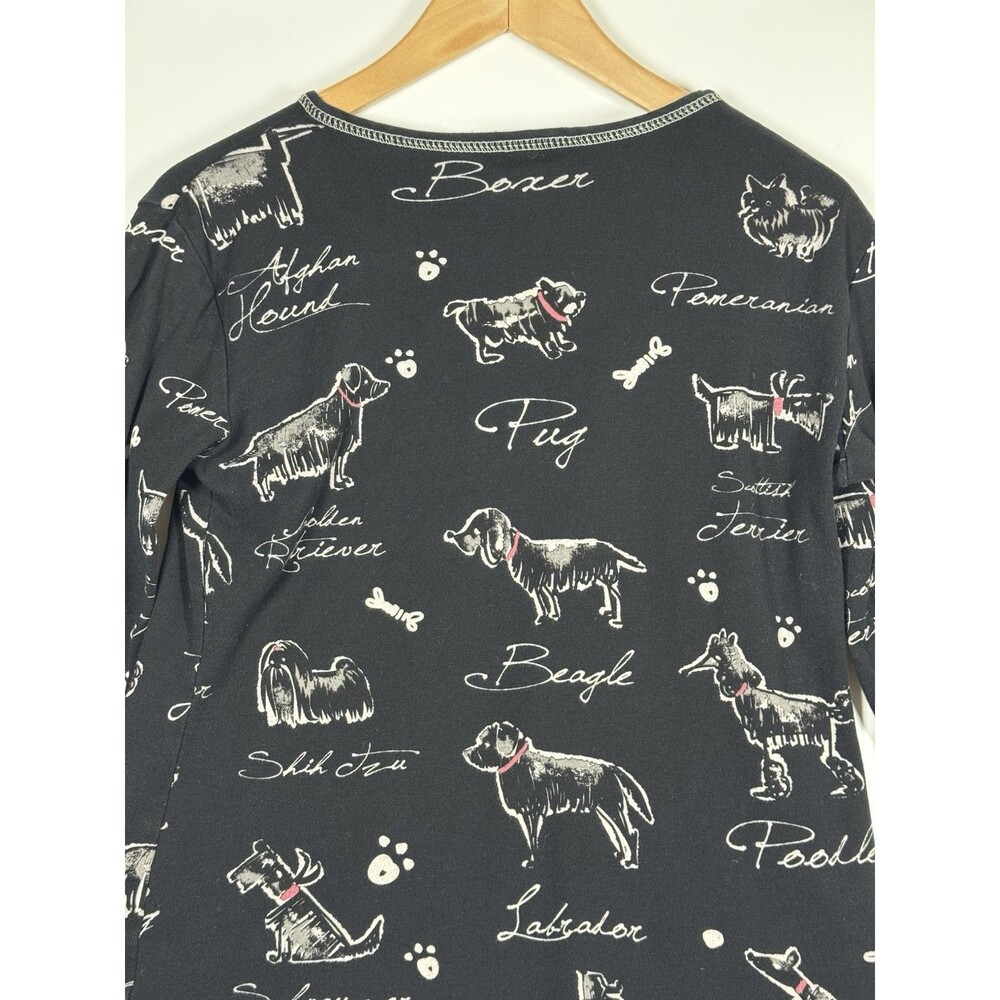 Jess and Jane‎ Top Womens Small Black Dog Doodle Embellished Cotton Made in USA - Picture 4 of 16